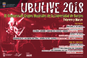 La final del IX Concurso de grupos musicales de la Universidad de Burgos se celebrará el 8 de marzo de 2018
